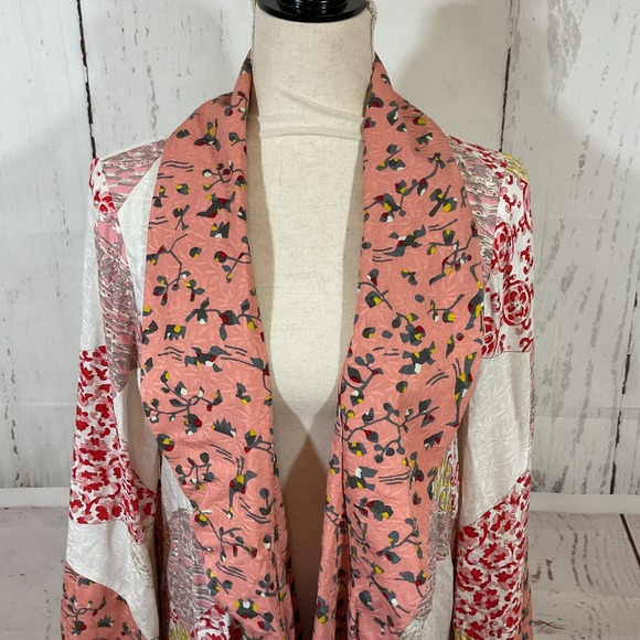 Floreat Anthropologie Kimono Robe Jacket M/L Patchwork Asian Inspired NO BELT - Picture 2 of 16